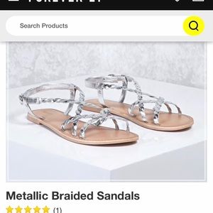 Forever 21 - Silver Braided Sandals- size 8